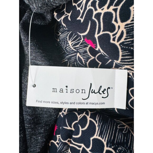 2/$30 NWT Maison Jules Medium Dress Floral Black Background - Picture 11 of 14
